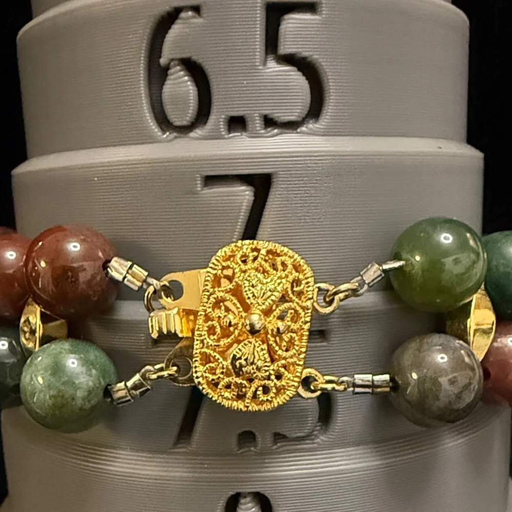 Gold Filigree Clasp Green‎ & Red Agate Beaded Bracelet - Women Jewelry